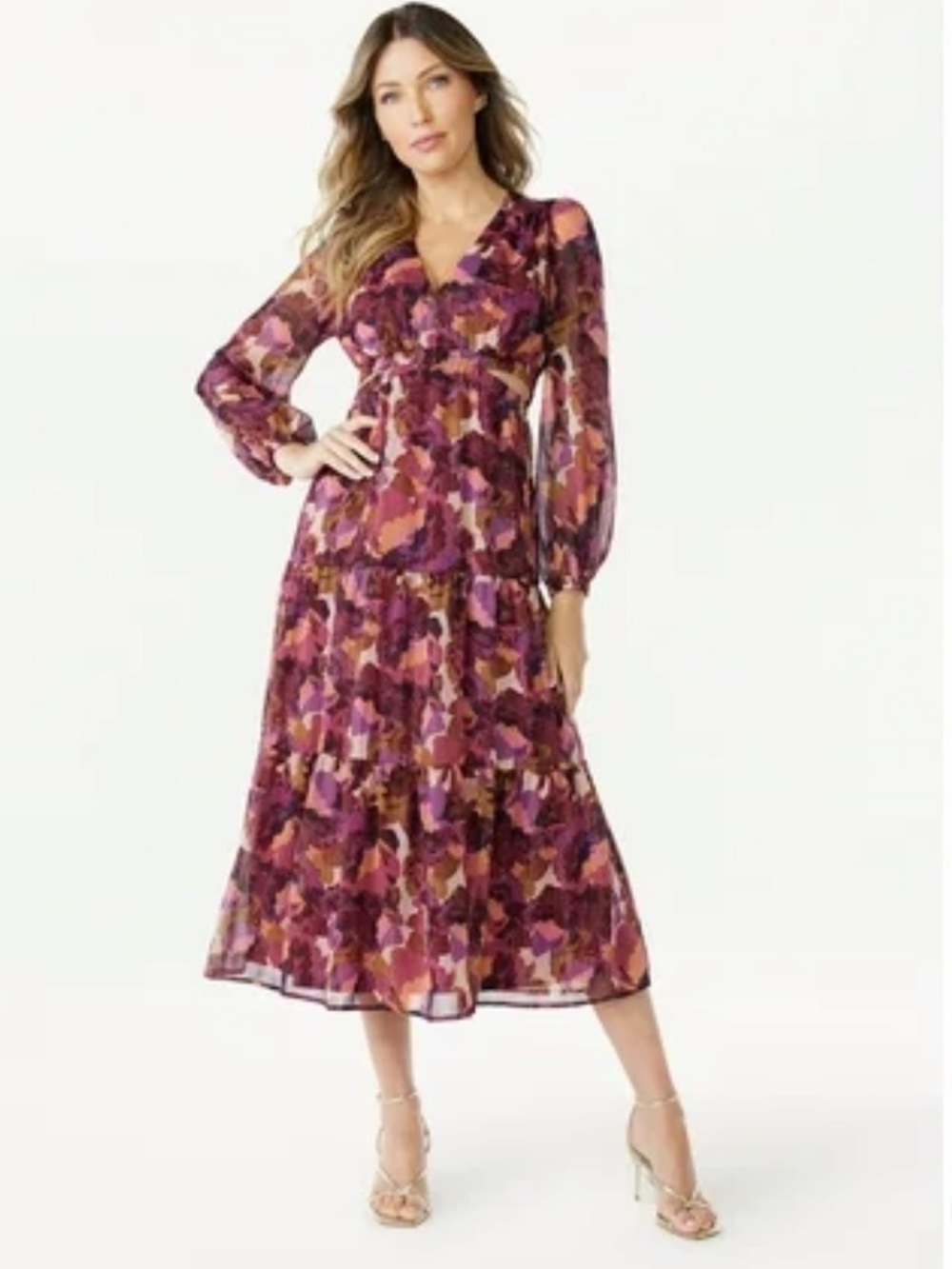 Whimsigoth Romantic Boho Moody Floral Sheer Maxi Dress Size Medium